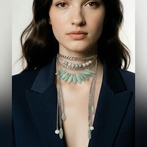Chic Layered Mint Statement Necklace